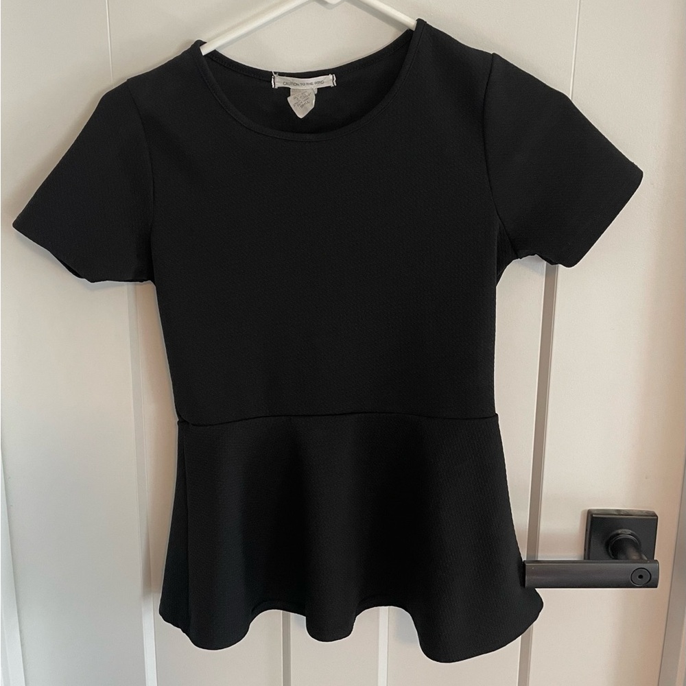 Caution To The Wind Black Peplum Short Sleeve Tee